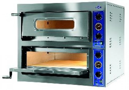 HORNO DE PIZZA ELÉCTRICO, DE DOBLE CÁMARA, P-4+4 / ∅360 mm - trifásico